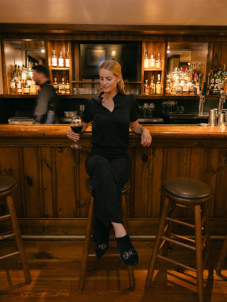 Suede Sasha Pant in Black