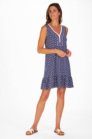 Daisy Dress in Navy Flags