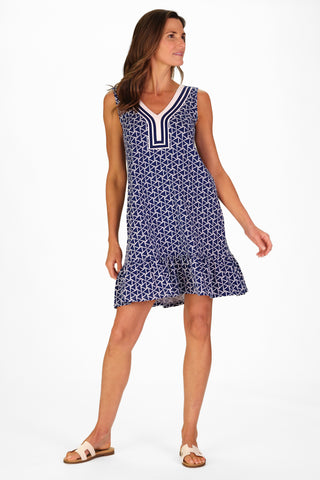 Daisy Dress in Navy Flags