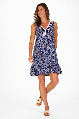 Daisy Dress in Navy Flags