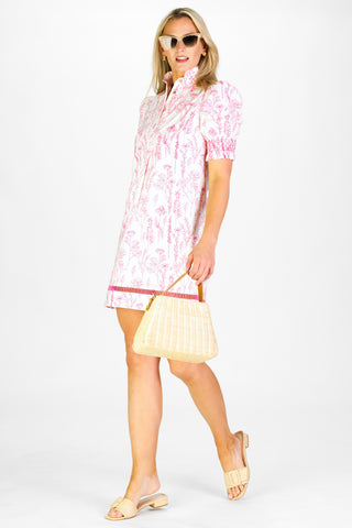 Dallas Dress in Pink Floral Toile