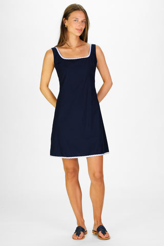 Women's Dempsey Dress in Navy Silky Oxford
