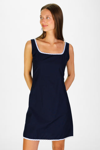 Women's Dempsey Dress in Navy Silky Oxford