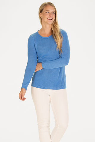 Dreamy Knit Rolled Neck Sweater in Blue