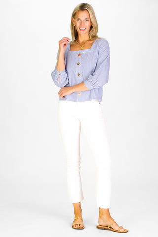 Elise Top in Navy & White Stripe