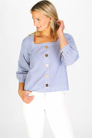 Elise Top in Navy & White Stripe