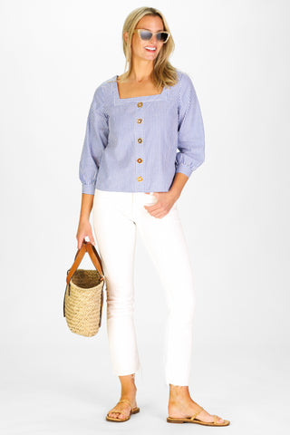 Elise Top in Navy & White Stripe