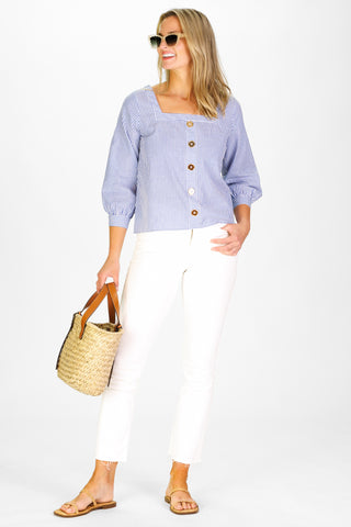 Elise Top in Navy & White Stripe