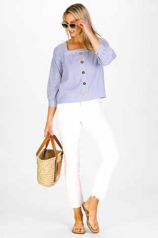 Elise Top in Navy & White Stripe