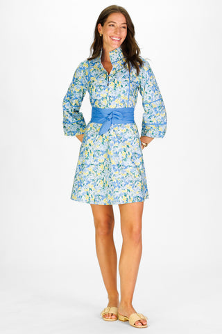 Ellison Dress in Blue Watercolor Meadow