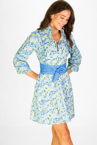 Ellison Dress in Blue Watercolor Meadow