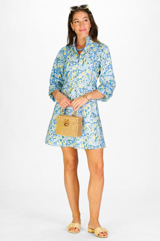 Ellison Dress in Blue Watercolor Meadow
