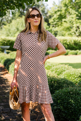 Elsie Dress in Chocolate Gingham