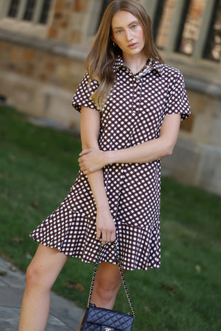 Elsie Dress in Chocolate Gingham