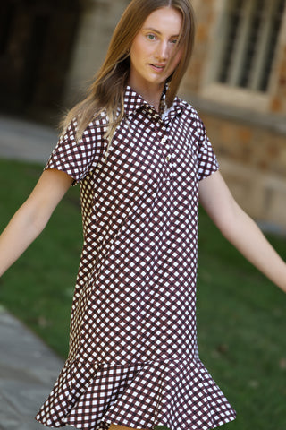 Elsie Dress in Chocolate Gingham