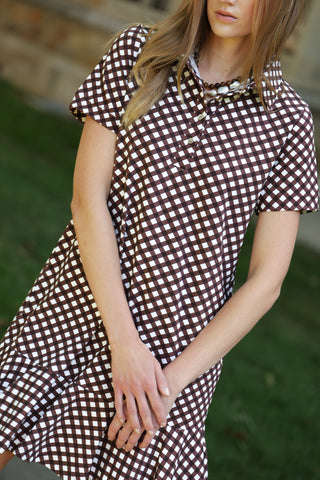 Elsie Dress in Chocolate Gingham