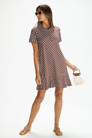 Elsie Dress in Chocolate Gingham