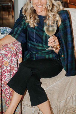 Esme Top in Navy Plaid