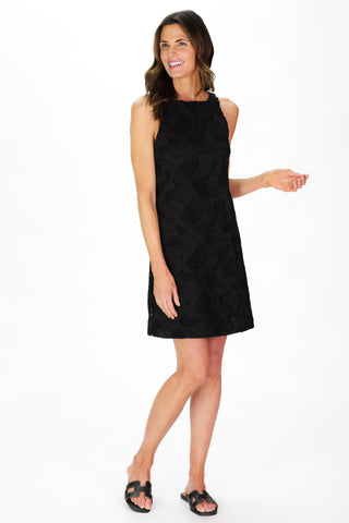 Falene Dress in Black Paisley Eyelet Lace