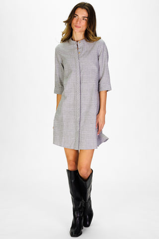 Farah Dress in Grey Plaid
