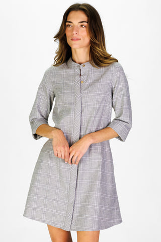 Farah Dress in Grey Plaid