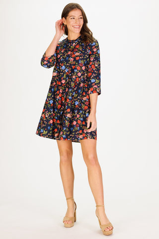 Farah Dress in Midnight Garden Twill