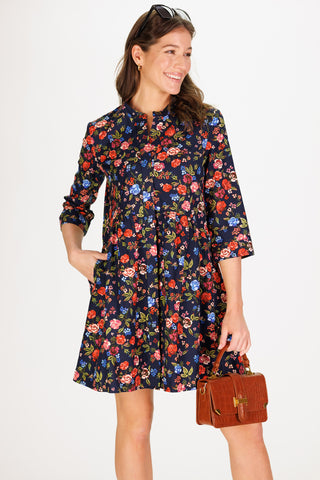 Farah Dress in Midnight Garden Twill