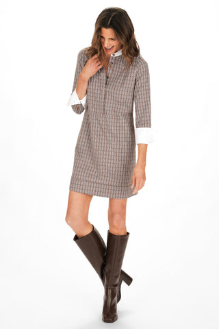 Fontaine Dress in Brown Check