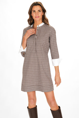 Fontaine Dress in Brown Check