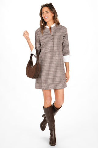 Fontaine Dress in Brown Check