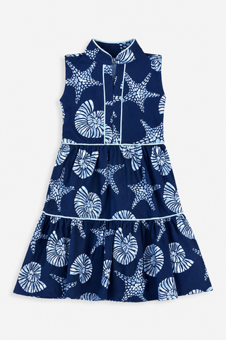 Girls Robin Dress in Marine Mosaic
