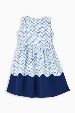 Girl Albany Dress in Cornflower Trellis