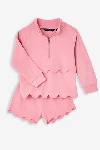 Girls Breslin Quarter Zip in Blush Pink SuperSoft
