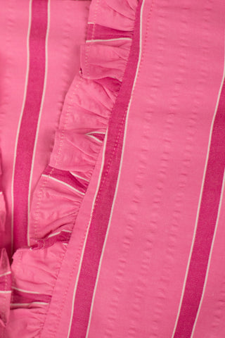 Girls Delphine Dress in Candy Pink Seersucker