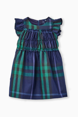 Girls Anya Dress in Navy Plaid