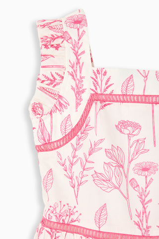 Girls Estella Dress in Pink Floral Toile