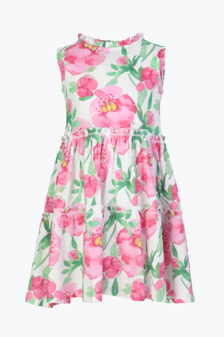 Girls Goldie Dress in Painted Peony