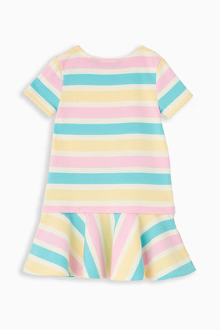 Girls French Terry Harlan Dress in Pastel Stripe