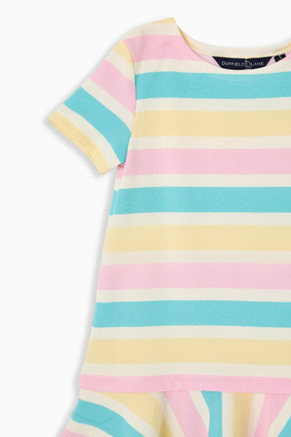 Girls French Terry Harlan Dress in Pastel Stripe