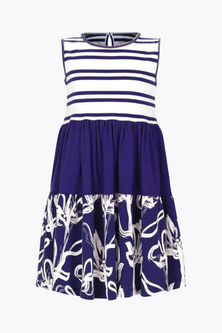 Girls Harriet Dress in Royal Navy Colorblock