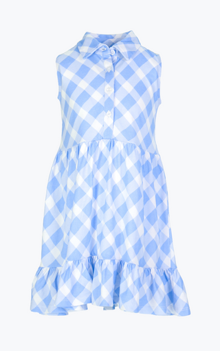 Girls Lakelyn Dress in Blue Bell Wavy Gingham