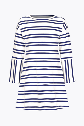 Girls Nicole Dress in Double Navy Stripe