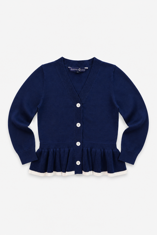 Girls Peplum Cardigan in Navy