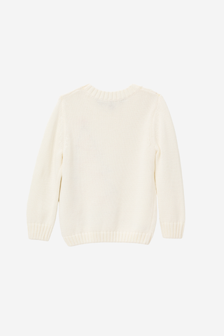 Kids Large Doodle Tree Crew Neck Sweater in Ivory