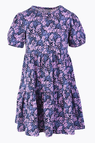 Girls Puff Sleeve Ashton Dress in Moonlit Lavender