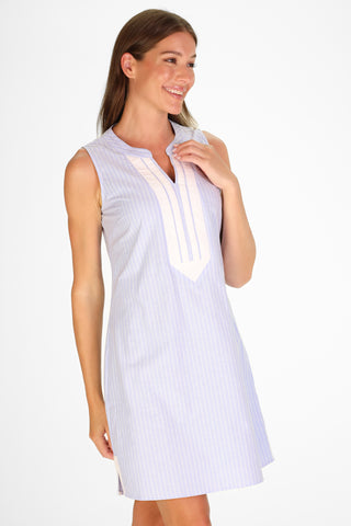 Grand Dress in Sky Oxford Stripe