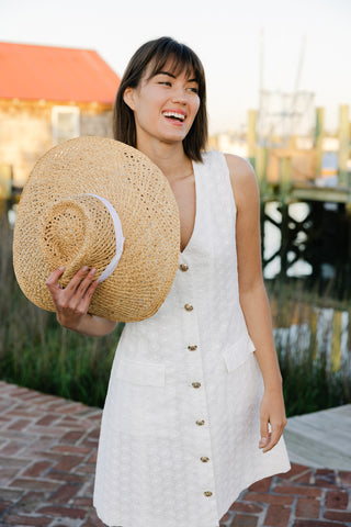 Women's Hettie Dress in White Embroidered Floral