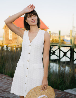 Women's Hettie Dress in White Embroidered Floral