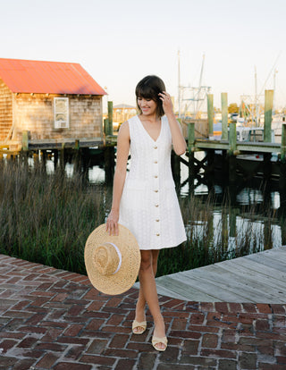 Women's Hettie Dress in White Embroidered Floral