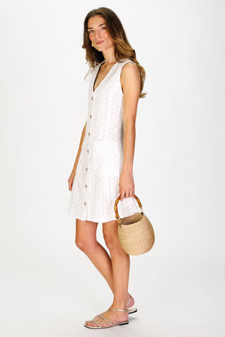 Women's Hettie Dress in White Embroidered Floral